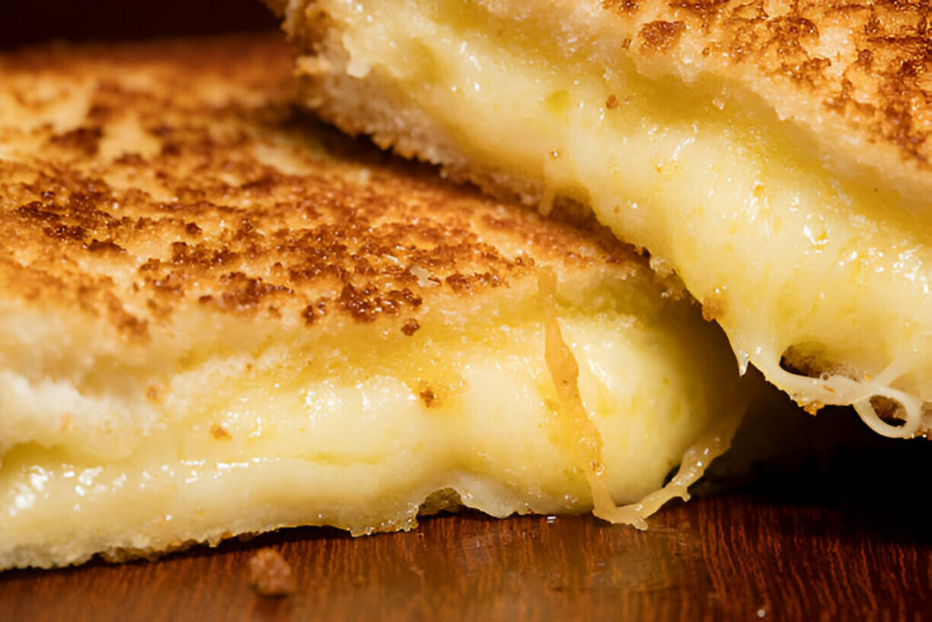 grilled cheese sandwich cut in half